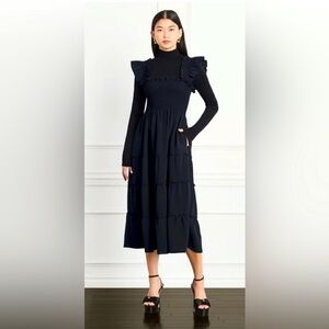 Hill House Black Crepe Ellie Dress NWT.